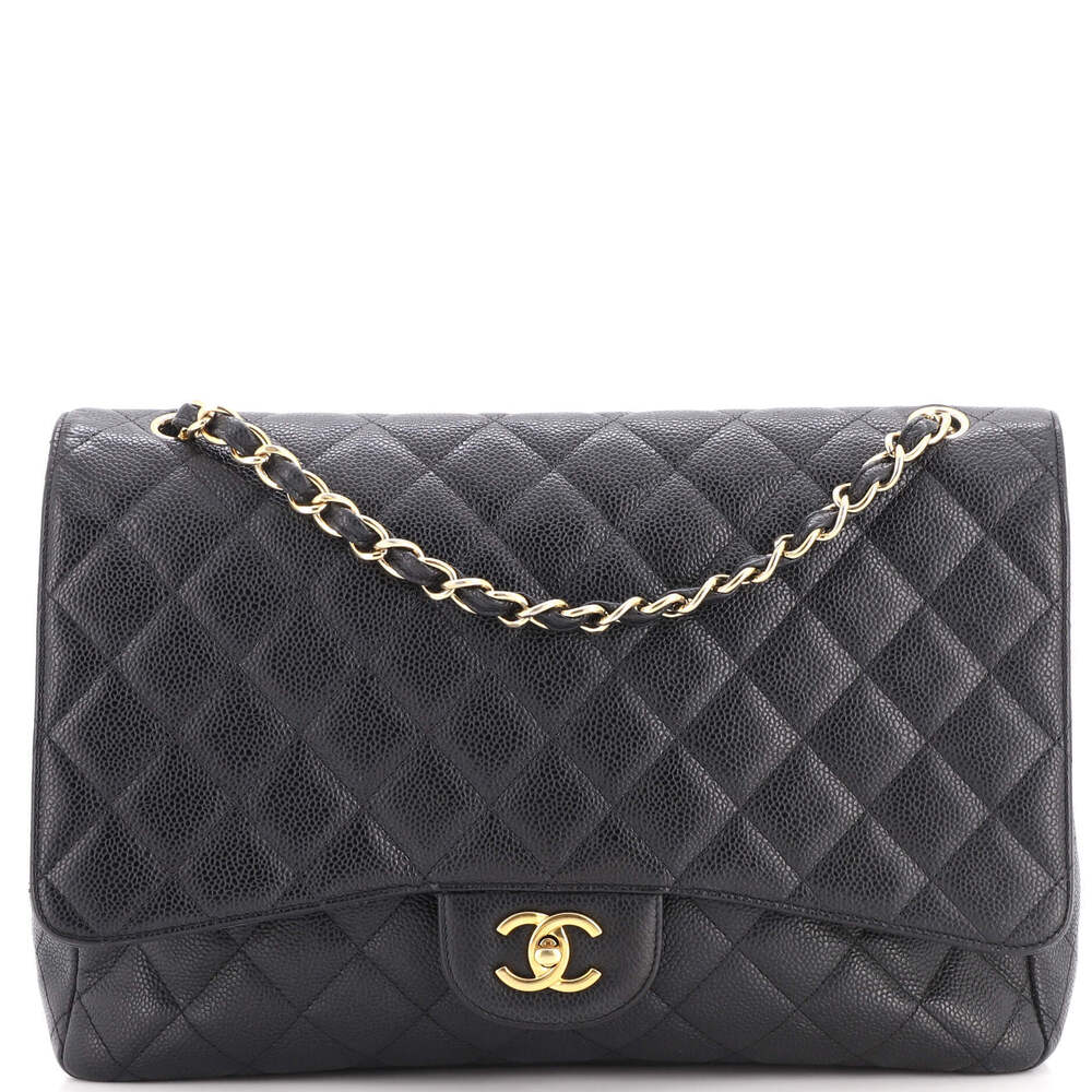 Chanel Maxi Classic Single Flap Bag Quilted Caviar
